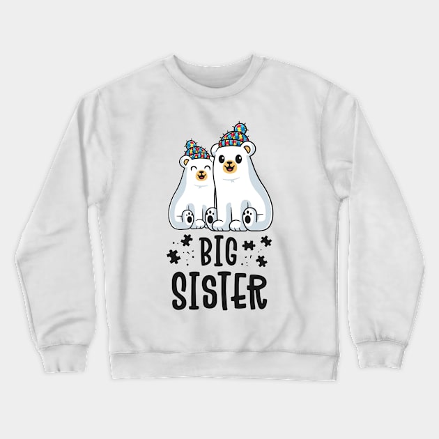 Big Sister Matching Family Autism Awareness Gifts Puzzle Crewneck Sweatshirt by 14thFloorApparel